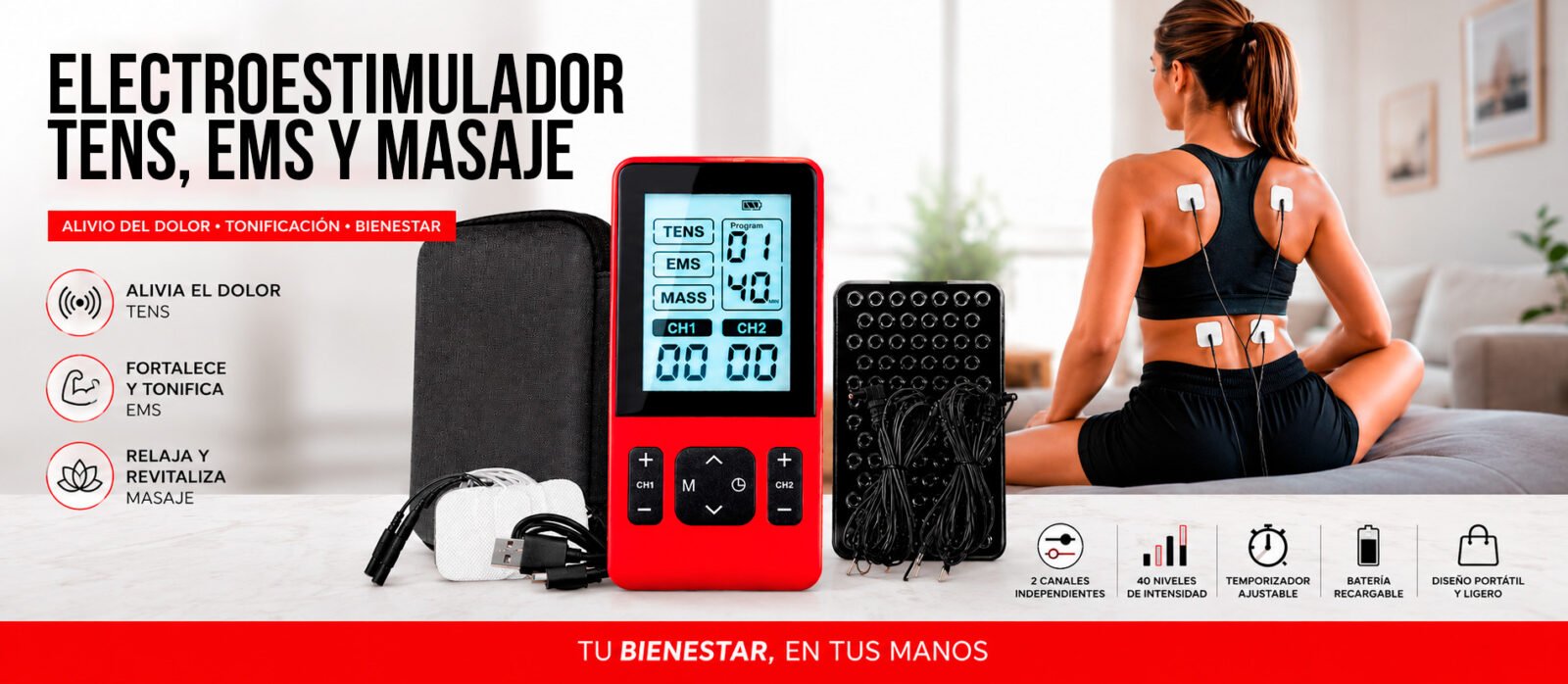 TENS, EMS Y MASAJEADOR
